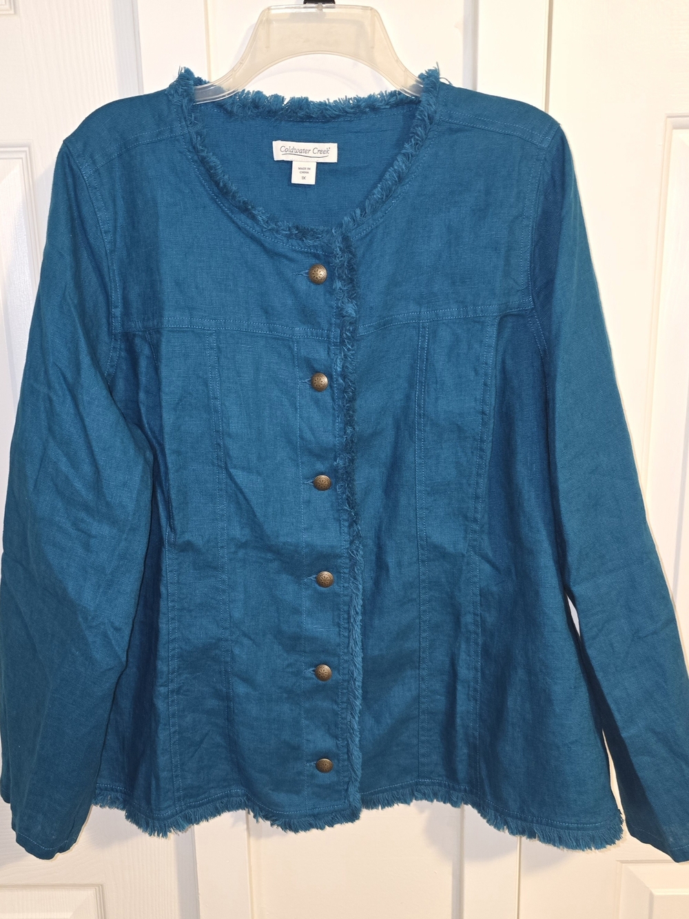 Coldwater Creek Teal Button-Front Long Sleeve Jacket
